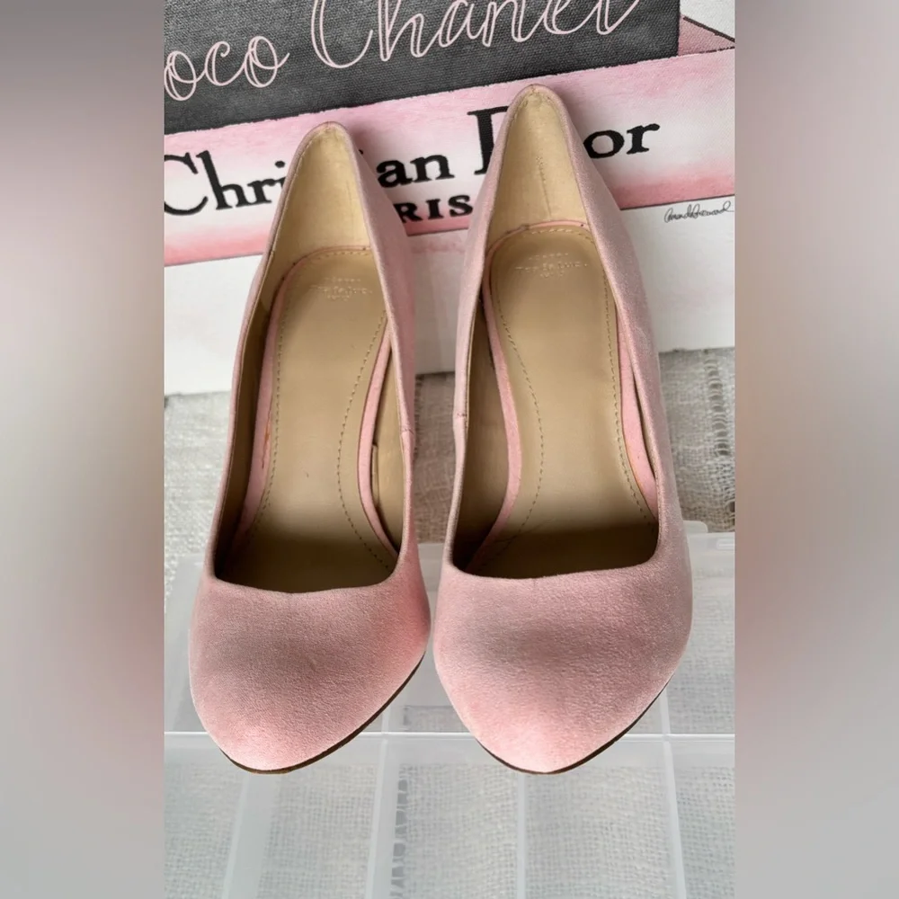 Zara Trafaluc Stiletto 4” Heels Faux Suede Round Pointy Toe Blush Pink Size 6